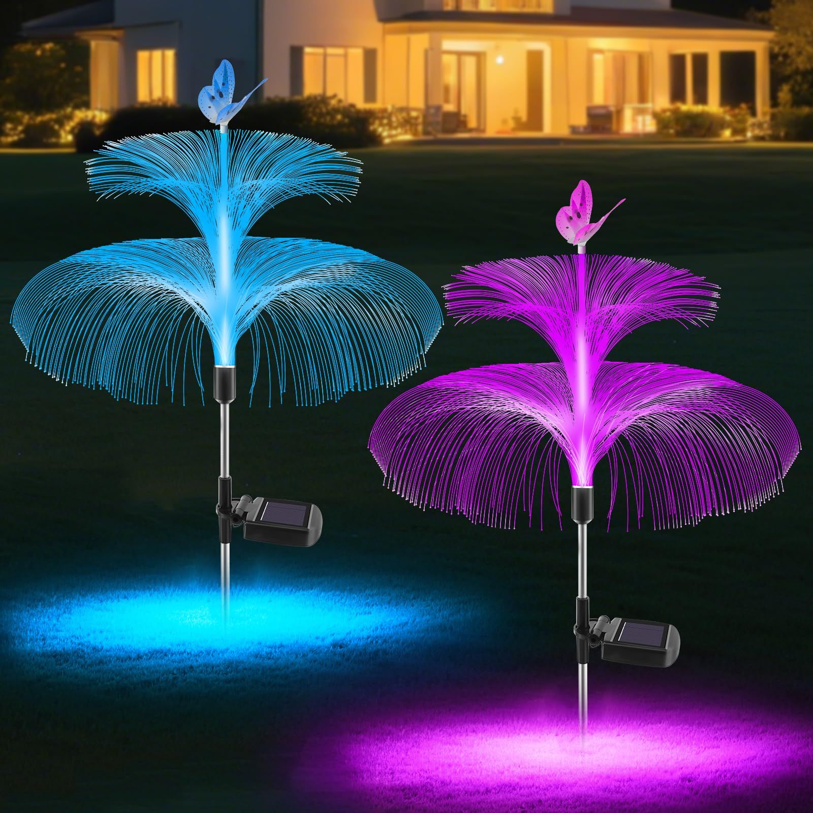 2-Pack Solar Jellyfish Garden Lights Waterproof for Yard Walkway and Lawn - Image 1