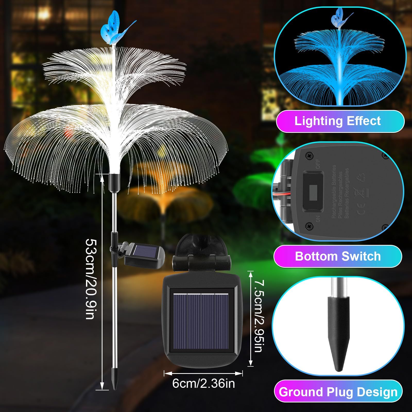 2-Pack Solar Jellyfish Garden Lights Waterproof for Yard Walkway and Lawn - Image 2