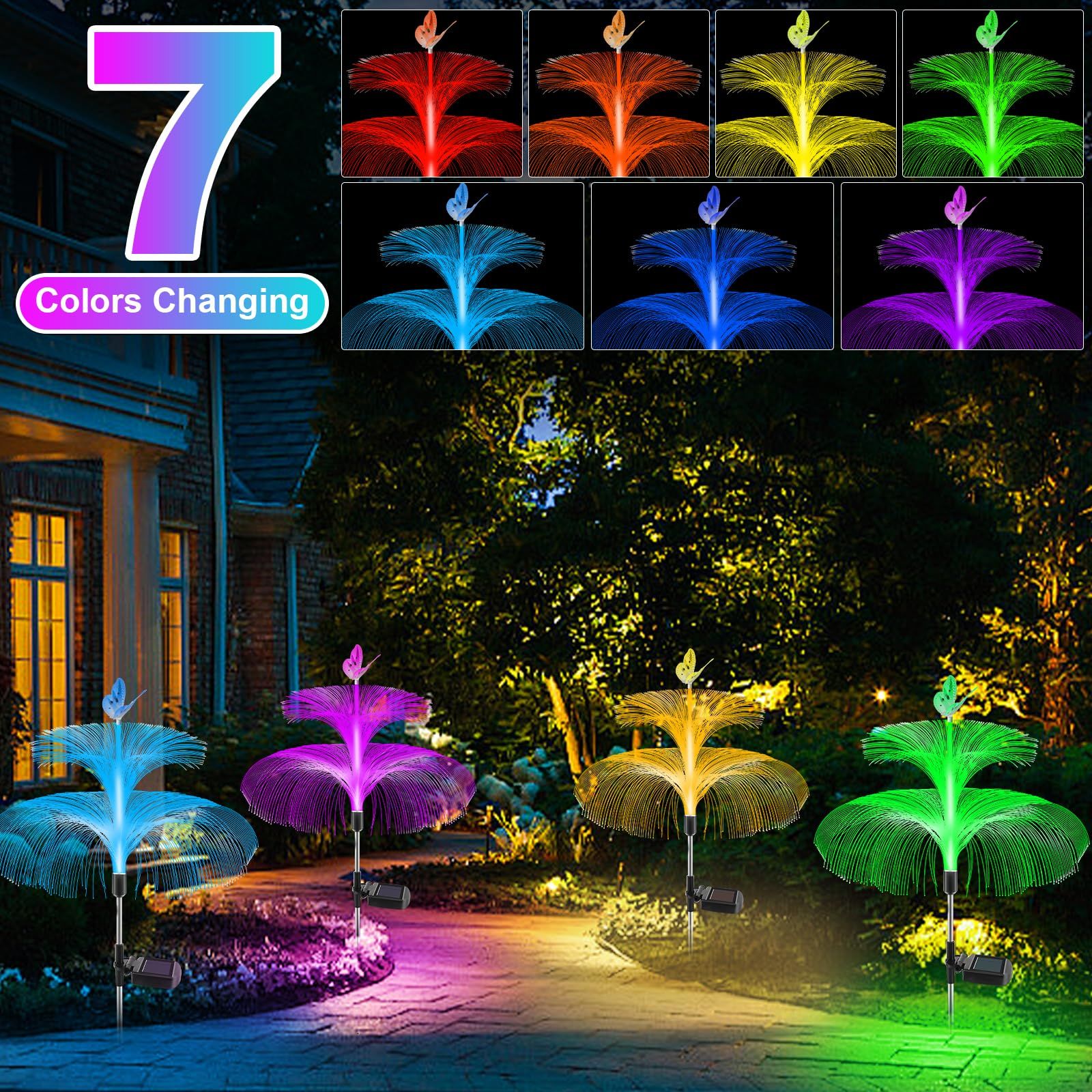 2-Pack Solar Jellyfish Garden Lights Waterproof for Yard Walkway and Lawn - Image 3