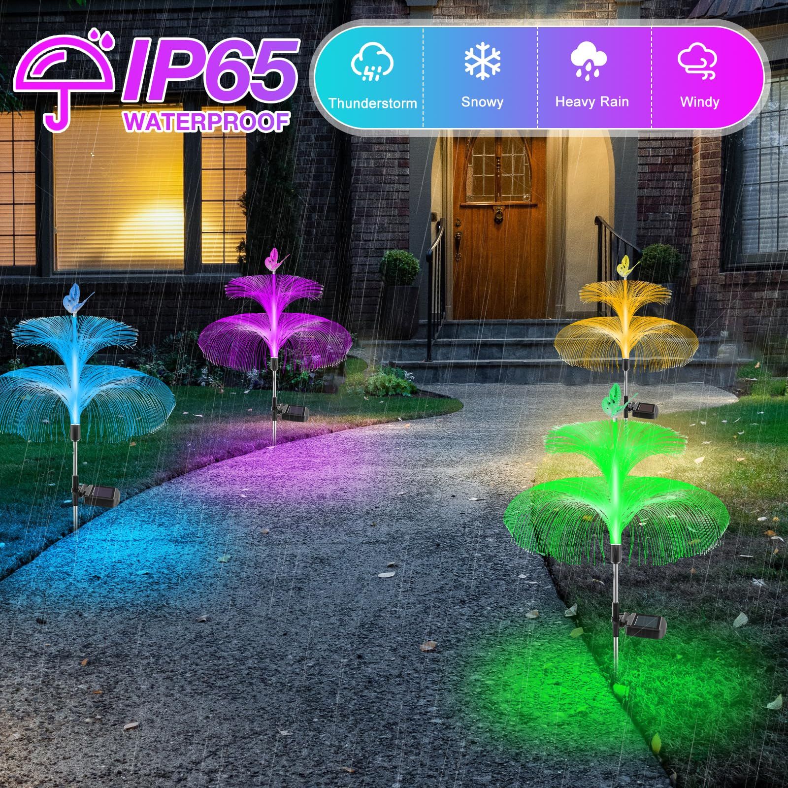 2-Pack Solar Jellyfish Garden Lights Waterproof for Yard Walkway and Lawn - Image 4