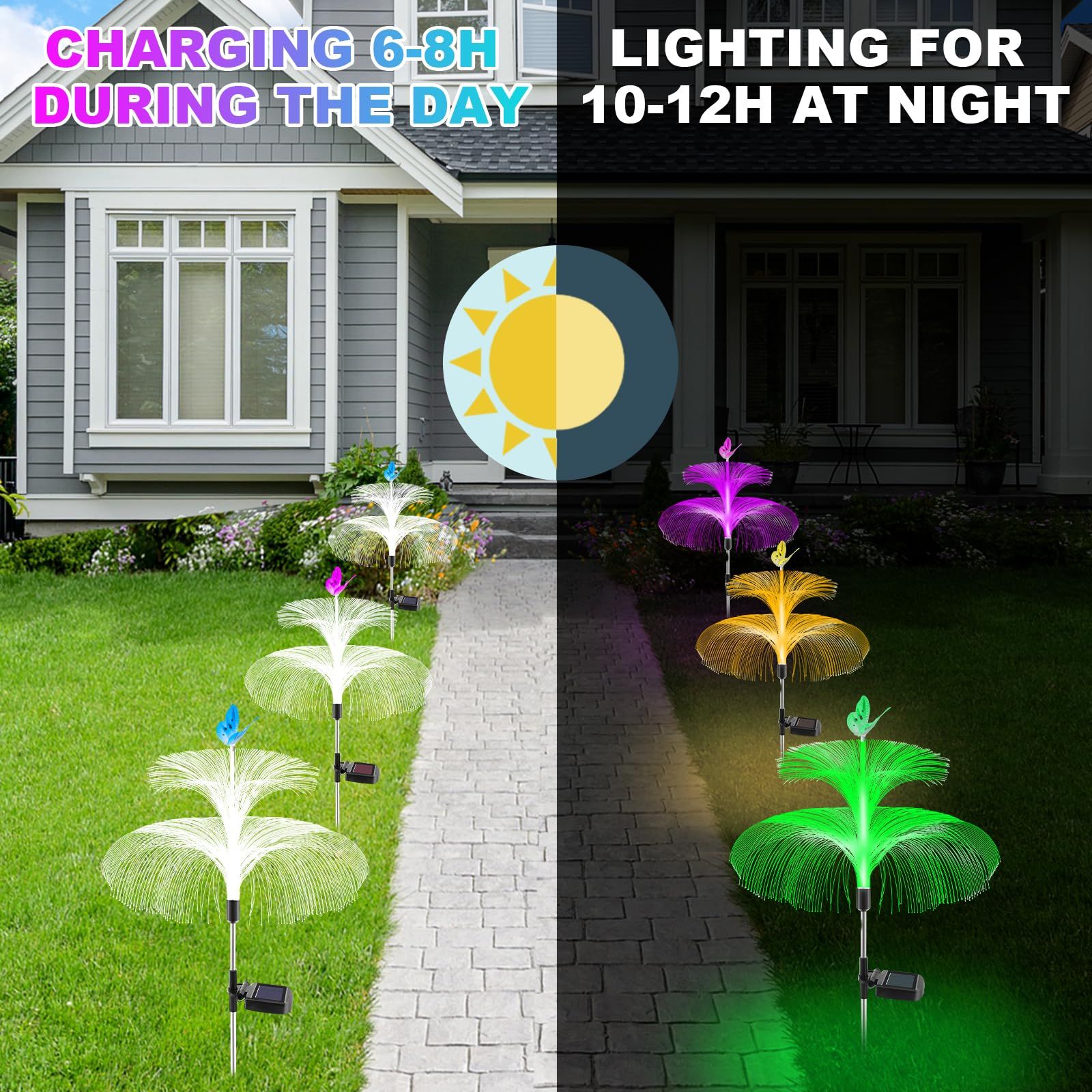2-Pack Solar Jellyfish Garden Lights Waterproof for Yard Walkway and Lawn - Image 5