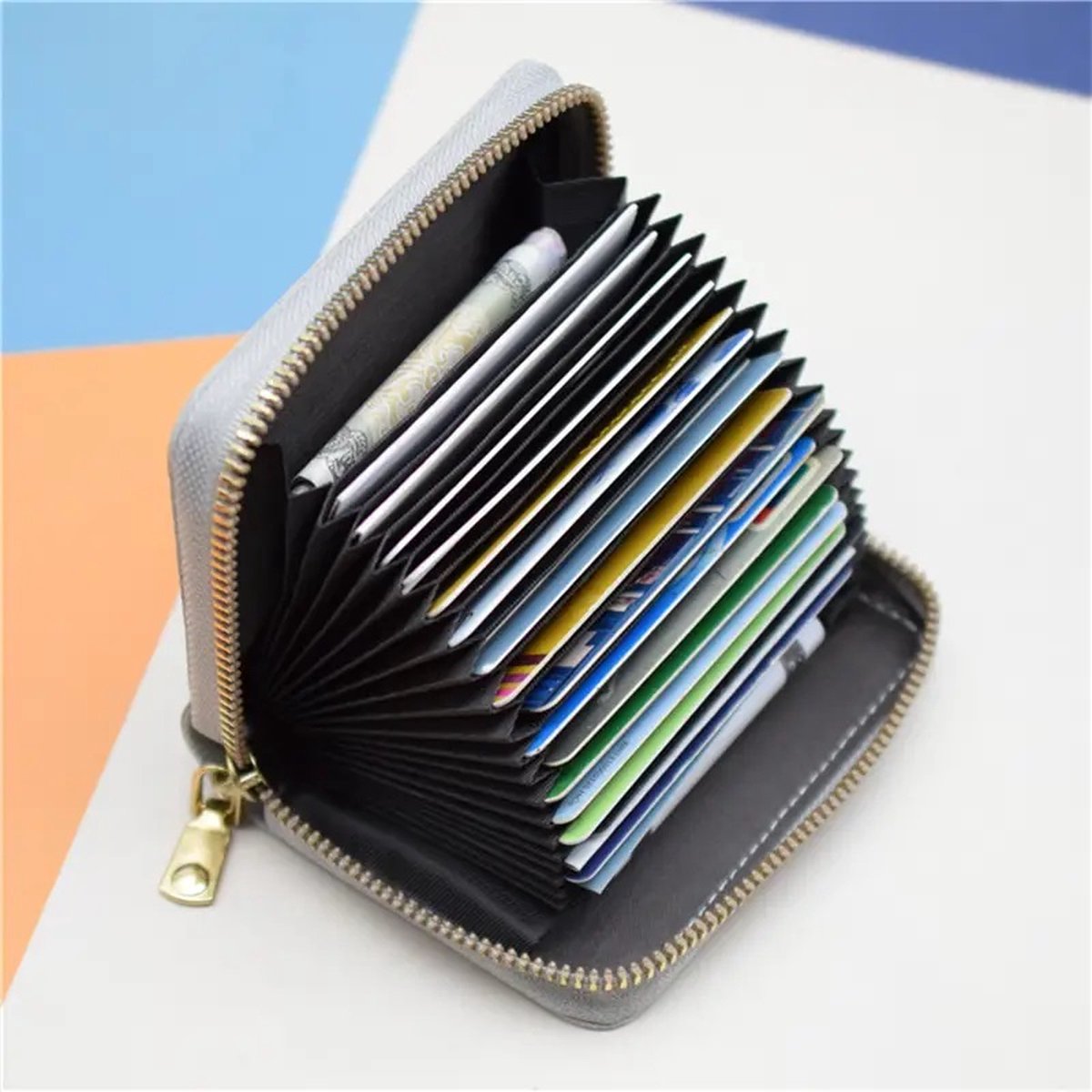 Card Holder with Anti-RFID | Credit Card Holder | With Cash Compartment | Card Holder - Wallet | PU Leather | Wallet | Nude - Image 2
