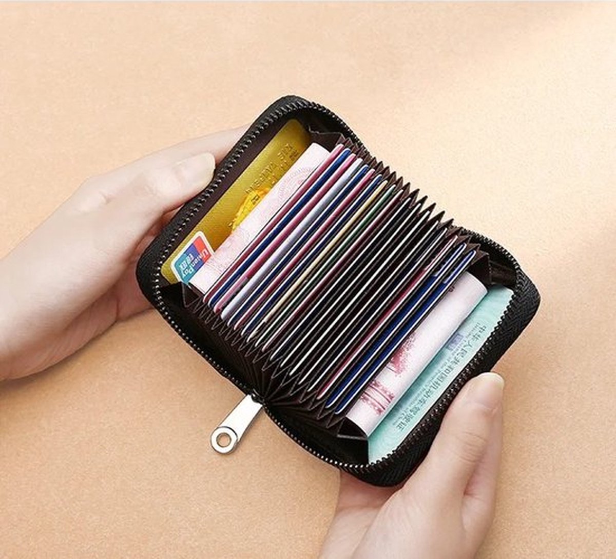 Card Holder with Anti-RFID | Credit Card Holder | With Cash Compartment | Card Holder - Wallet | PU Leather | Wallet | Nude - Image 4