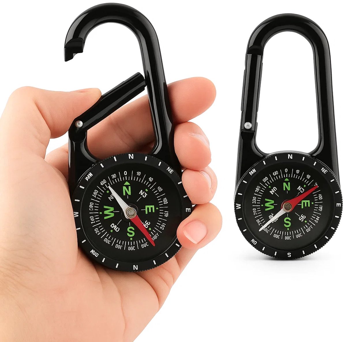 Multifunctional 1-in-1 Compass & Carabiner | Multitool | Belt Clip | Portable | Extra Strong | Survival | Black - Image 1