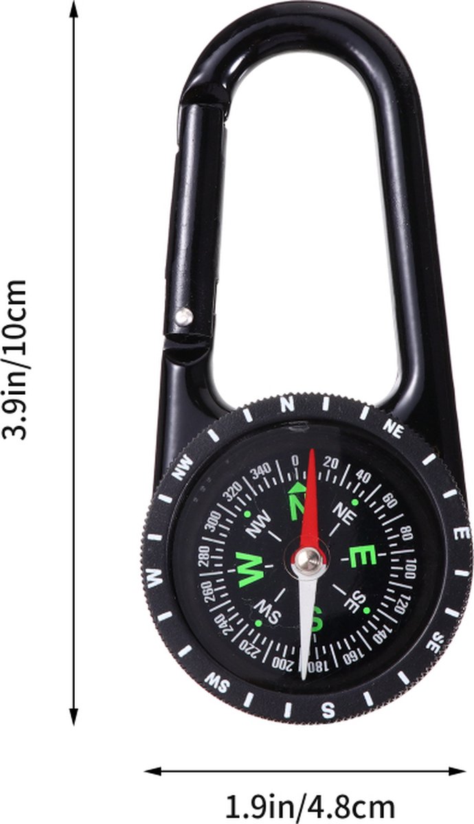 Multifunctional 1-in-1 Compass & Carabiner | Multitool | Belt Clip | Portable | Extra Strong | Survival | Black - Image 3