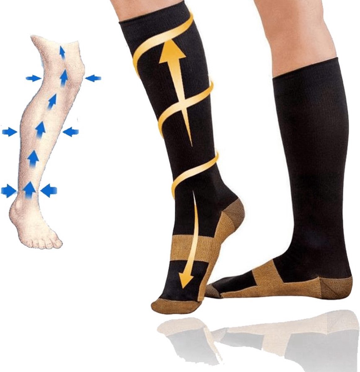 Copper Compression Stockings | Compression Socks | Support Stockings | Sports Socks II Airplane Socks | Size S/M (36-40) | Black - Image 3