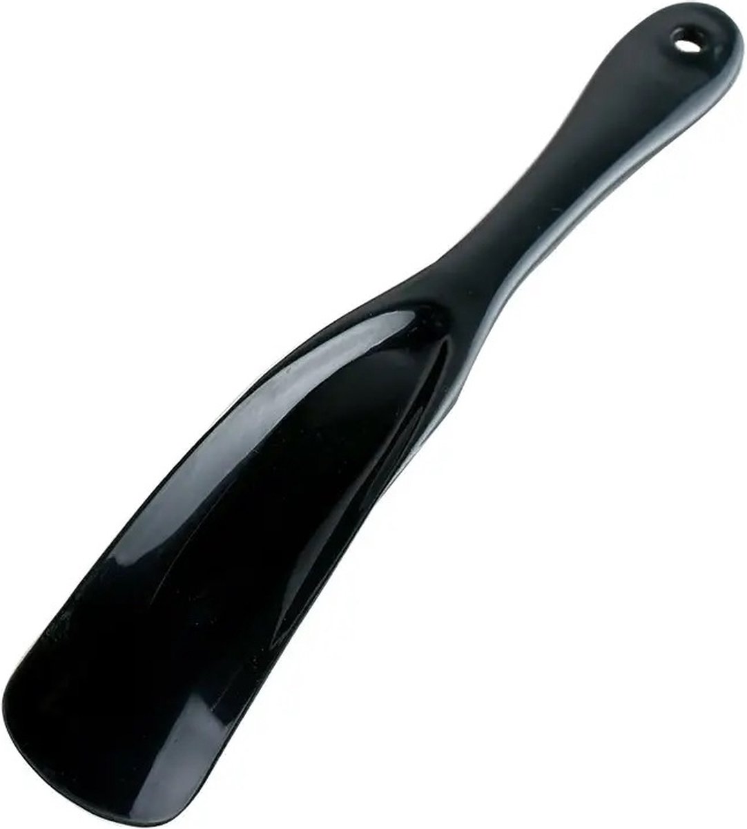 Spoon-shaped shoehorn | Plastic | Length 19.5 cm | Shoe puller | With hanging loop | Black - Image 3