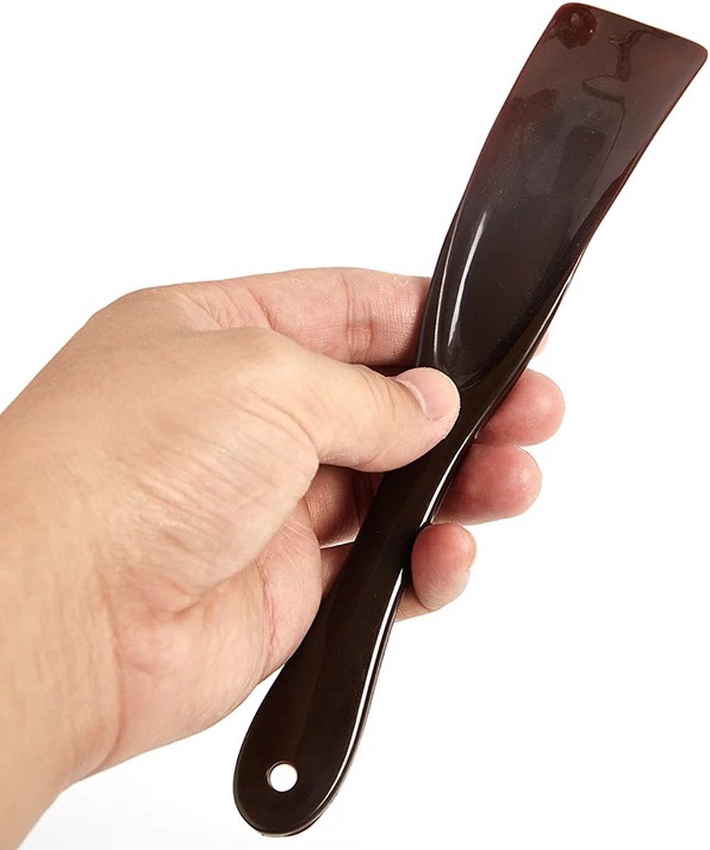 Spoon-shaped shoehorn | Plastic | Length 19.5 cm | Shoe puller | With hanging loop | Black - Image 5