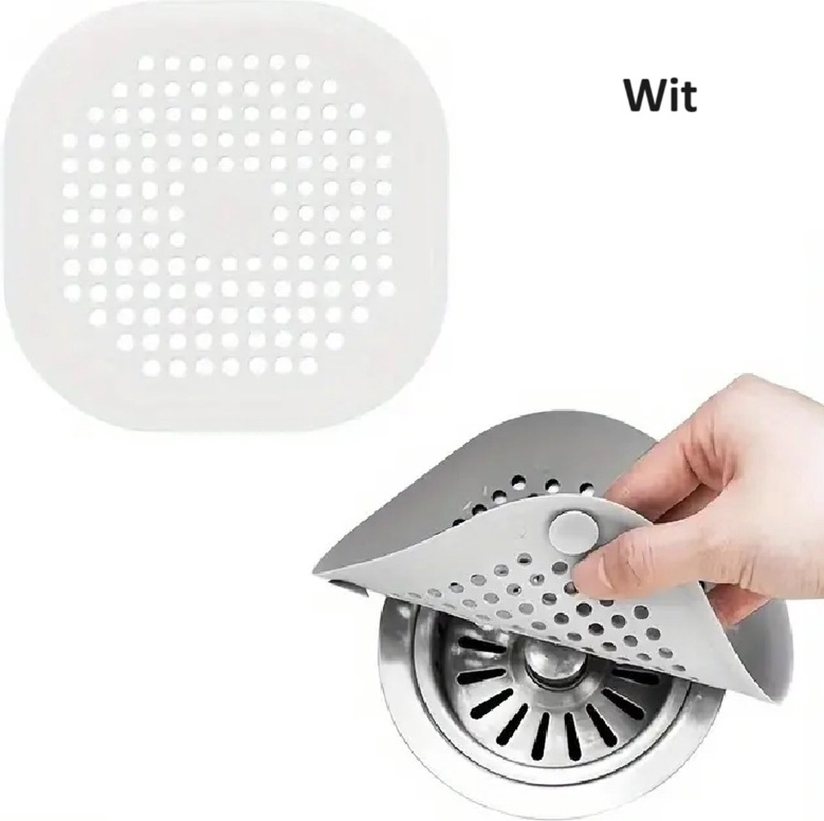 Luxury Shower Drain Mat with Suction Cups | Sink Filter | Drain Plug | Small Drain | Shower Tray | Hair Stopper | 14 CM Diameter | Silicone | White - Image 1