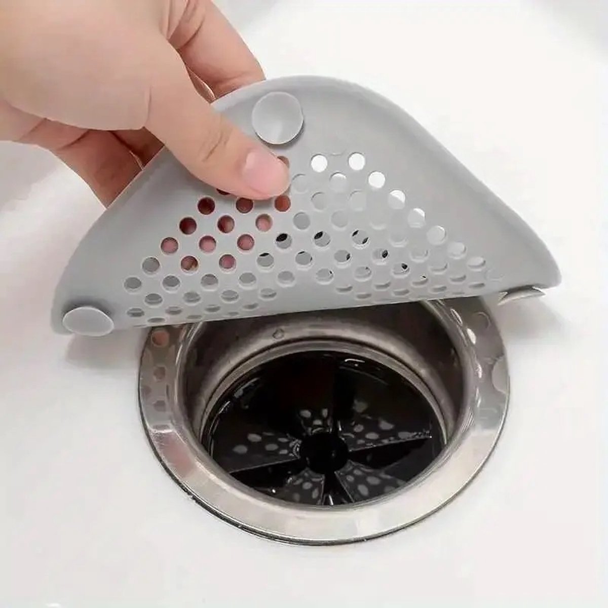 Luxury Shower Drain Mat with Suction Cups | Sink Filter | Drain Plug | Small Drain | Shower Tray | Hair Stopper | 14 CM Diameter | Silicone | White - Image 3