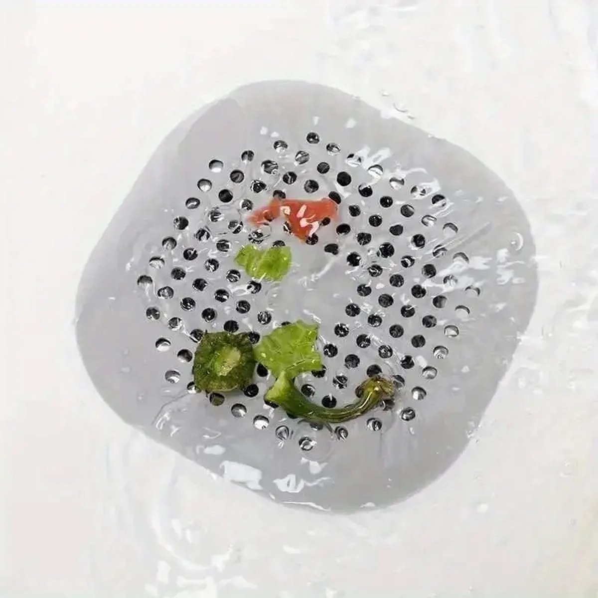 Luxury Shower Drain Mat with Suction Cups | Sink Filter | Drain Plug | Small Drain | Shower Tray | Hair Stopper | 14 CM Diameter | Silicone | White - Image 5