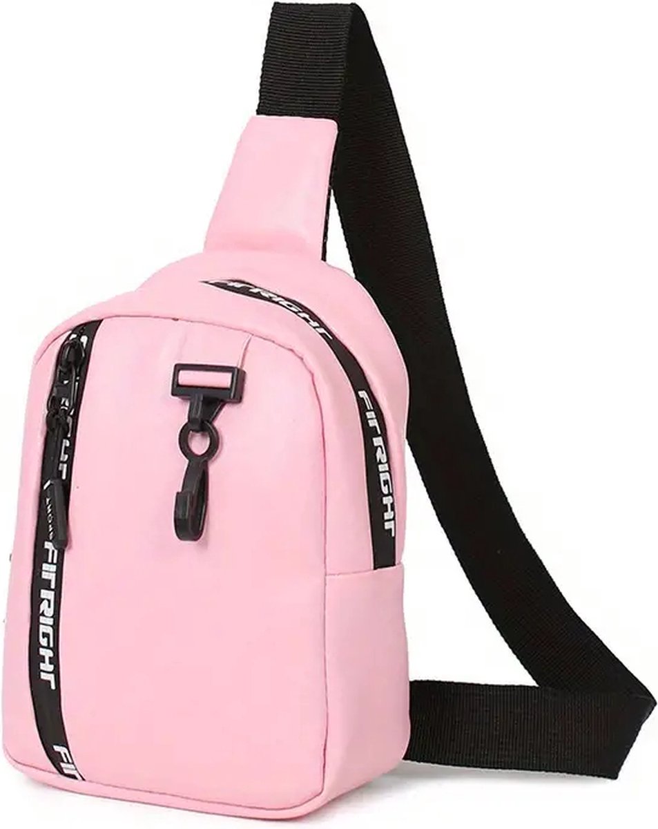 Women's Crossbody Bag | Shoulder Bag | Waist Bag | Sling Bag | PU Leather | With Adjustable Shoulder Strap & Zipper | With Extra Clip Carrier | Water-Repellent | Light Pink - Image 1