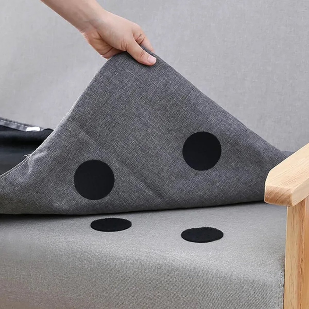 10 Pairs Self-Adhesive Double-Sided Hook and Loop Tape with Anti-Slip | Velcro | Self-Adhesive Pads | 6 CM Diameter | Carpet Tape | Furniture Tape | Black - Image 3