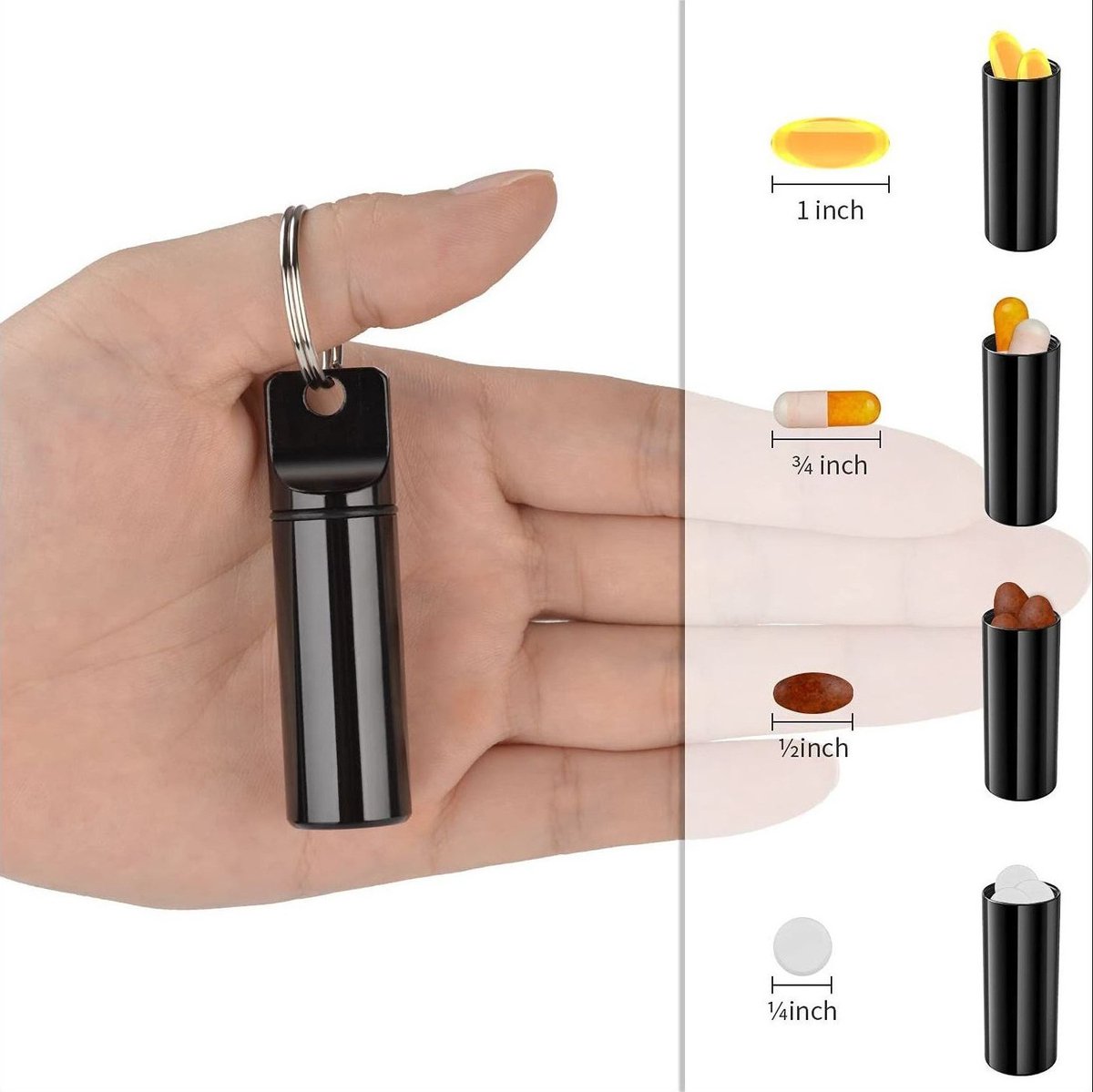 Luxury Pill Box Keychain | Medicine Box | Pill Box | Pill Container | Aluminum | Waterproof | Silver - Image 3