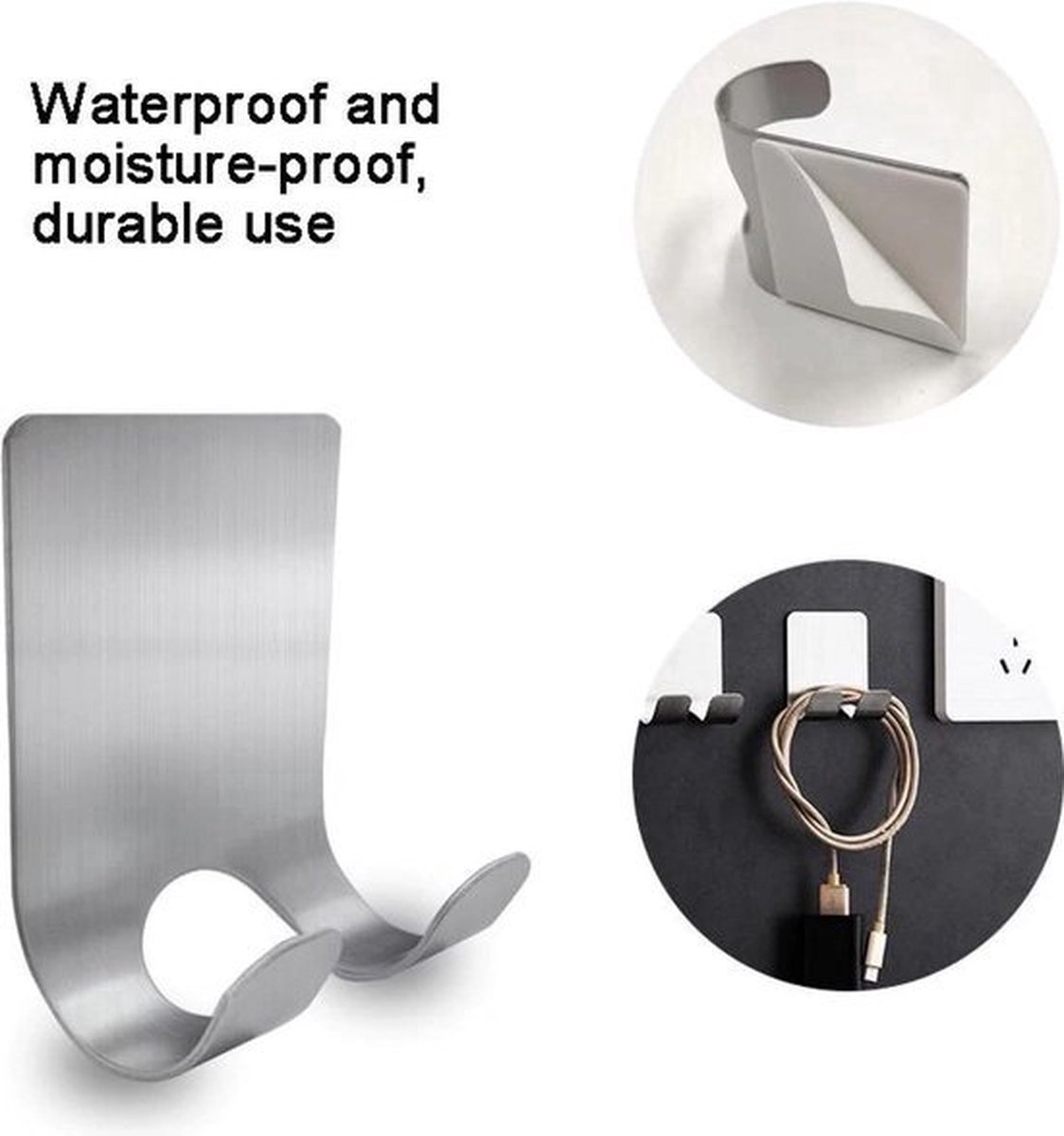 2-Piece Stainless Steel Razor Holder | Razor Tray | Self-Adhesive Razor Holder | Razor Hook | Razor Hanging | Silver - Image 4