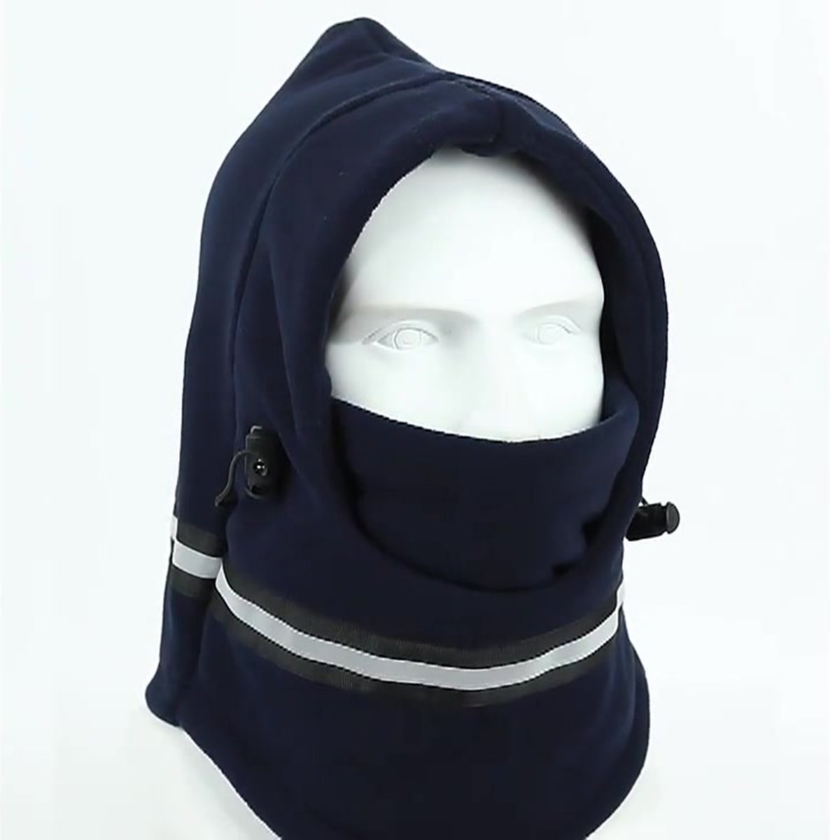 Adjustable Fleece Balaclava With Reflective Safety Strip | Neck Warmer | Windproof | UV Protection | Ski Mask | Scooter Mask | Winter Mask | Winter Hat | Dark Blue - Image 2