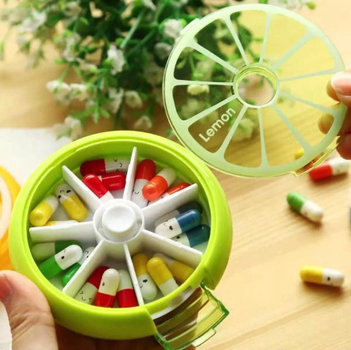 Pill box with automatic twist mechanism | Medicine for a week | Nice design | Orange - Image 3