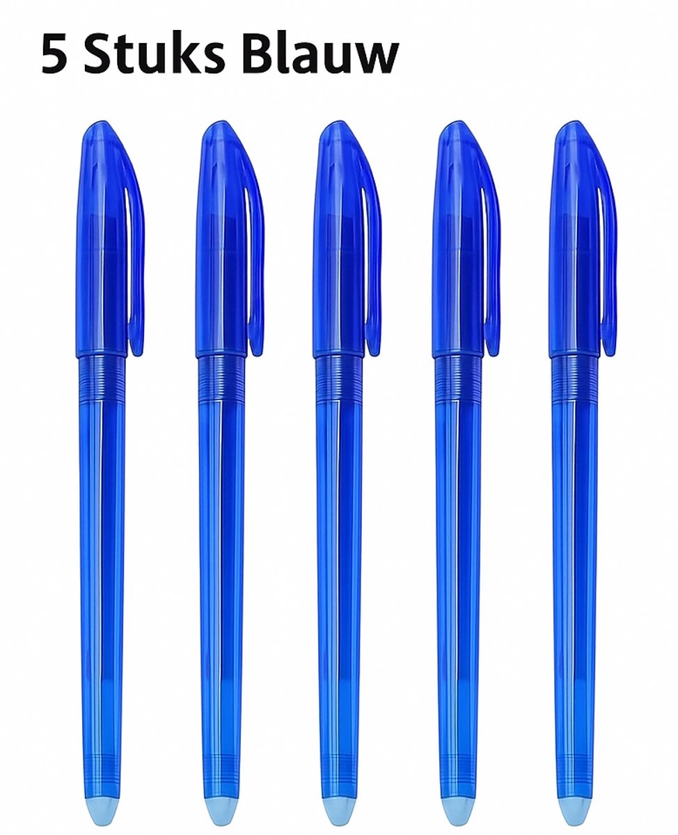 Erasable Pens 5 Pieces | Ballpoint Pens | Ballpoint Pen | Gel Pen | 0.7 mm Ballpoint Pen | Blue Ink | Blue Pens - Image 1