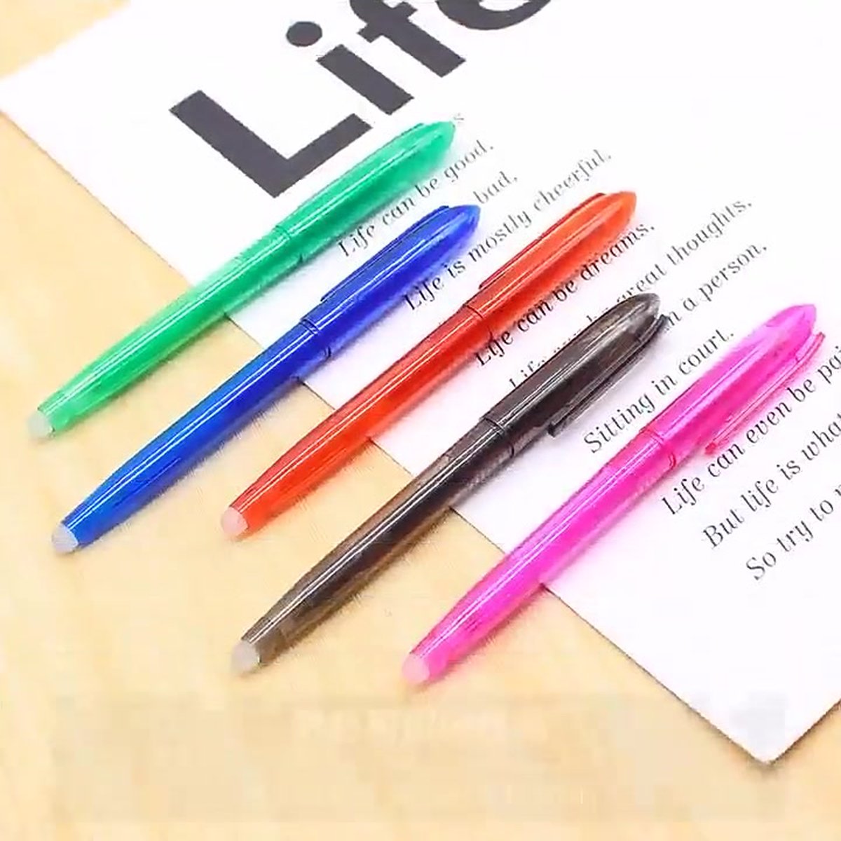 Erasable Pens 5 Pieces | Ballpoint Pens | Ballpoint Pen | Gel Pen | 0.7 mm Ballpoint Pen | Blue Ink | Blue Pens - Image 2