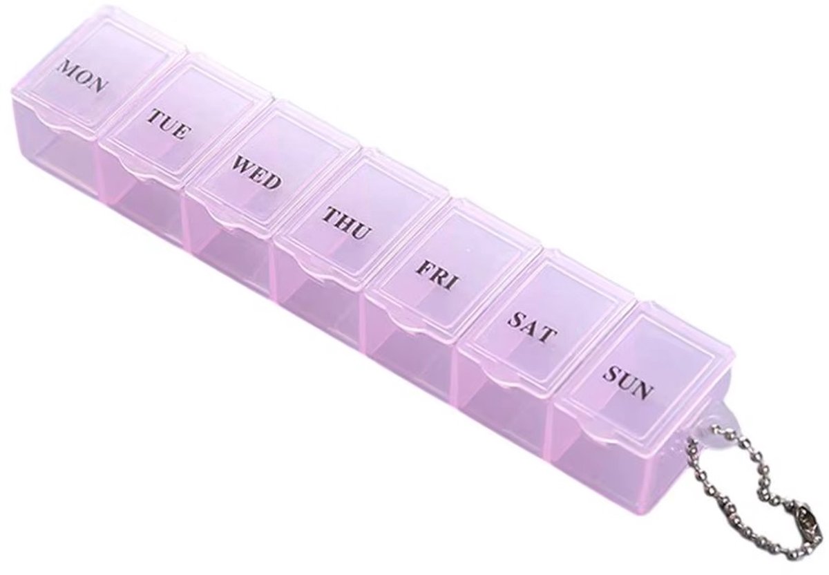 Medicine Storage Boxes 7 Days | Pill Box | Pill Box | Pill Planner | With Day Indicator | 7 Compartments | Pink - Image 4
