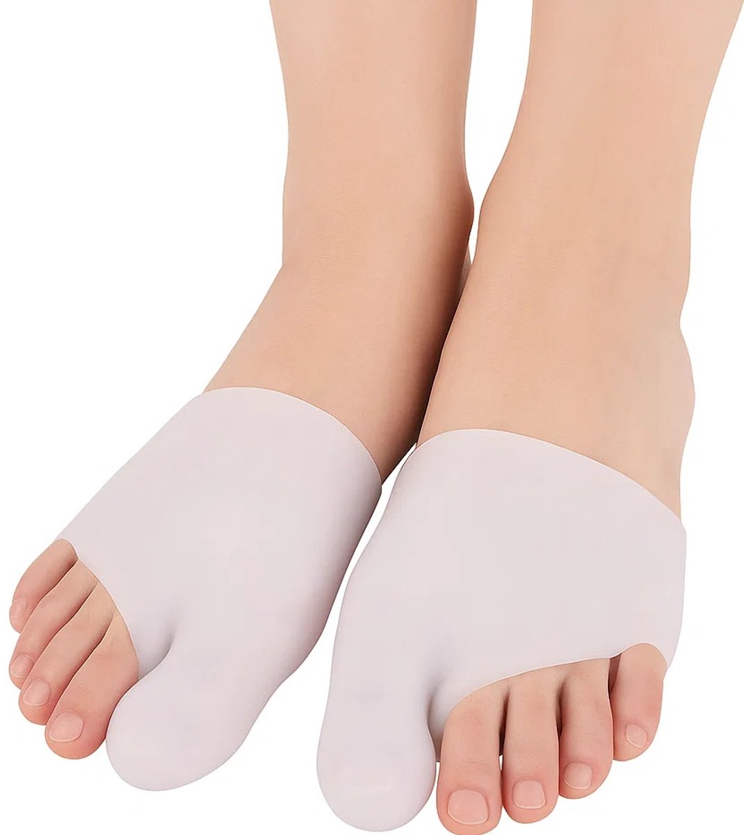 Silicone Gel Sock Toe Corrector | Toe Separator | Hallux Valgus | Straighten Big Toe | Shock Absorbing | Gel Sock | White | 1 Pair - Image 1