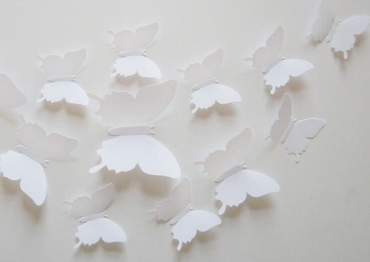 3D White Butterflies (12 pieces) - Wall Sticker / Wall Decoration for Children's Room / Nursery / Living Room - Image 2
