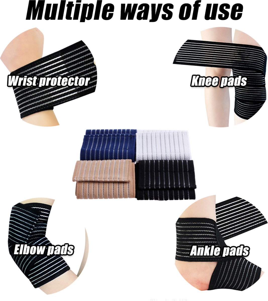 1 Pair Adjustable Wrist Bandage With Velcro | Wrist Support | Wrist Protector | Bandage | One Size | Beige - Image 3