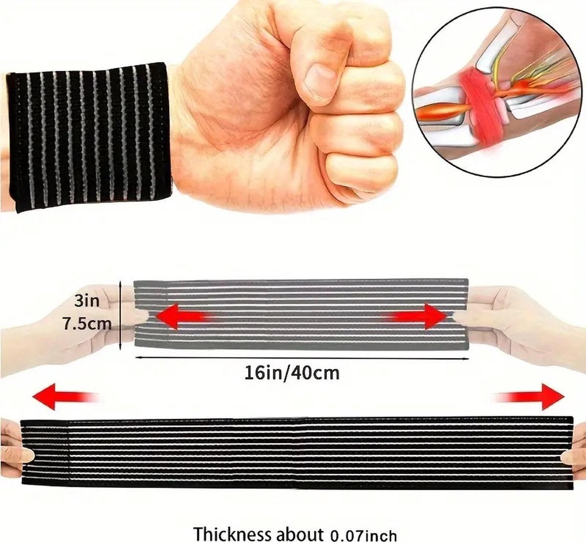 1 Pair Adjustable Wrist Bandage With Velcro | Wrist Support | Wrist Protector | Bandage | One Size | Beige - Image 5