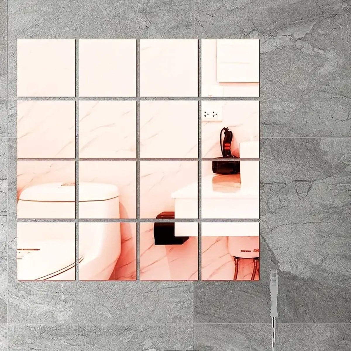 Mirror Wall Stickers | Mirror Stickers | Bathroom Stickers | 9 Wall Stickers | 15x15 cm | On Tiles and Smooth Surfaces - Image 3