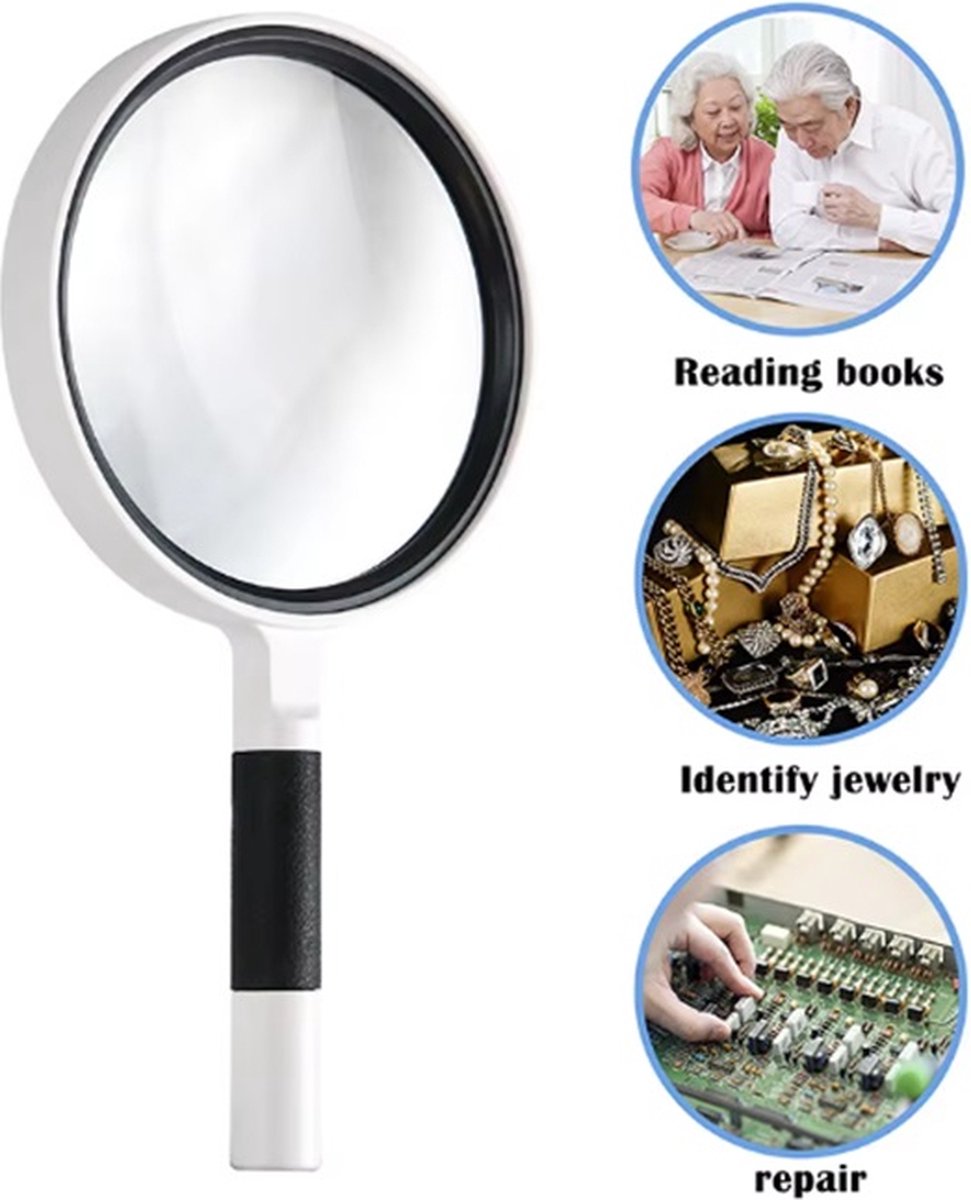 Luxury Magnifying Glass | Reading Magnifier | Handheld Magnifying Glass | Magnifying Glass | Insect Magnifying Glass | Magnifying Glass | 75 mm | 3X Magnification | Black and White - Image 1