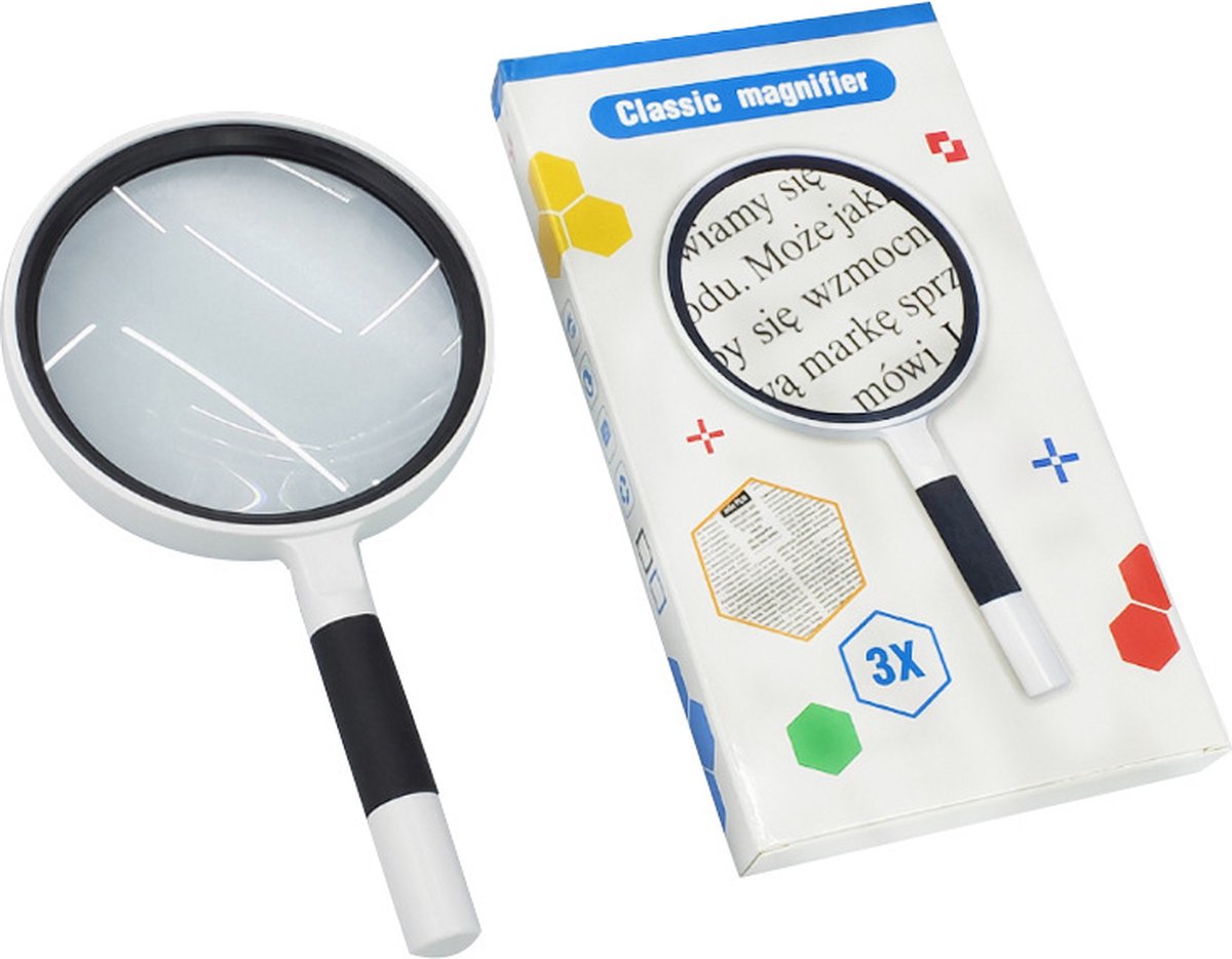 Luxury Magnifying Glass | Reading Magnifier | Handheld Magnifying Glass | Magnifying Glass | Insect Magnifying Glass | Magnifying Glass | 75 mm | 3X Magnification | Black and White - Image 2