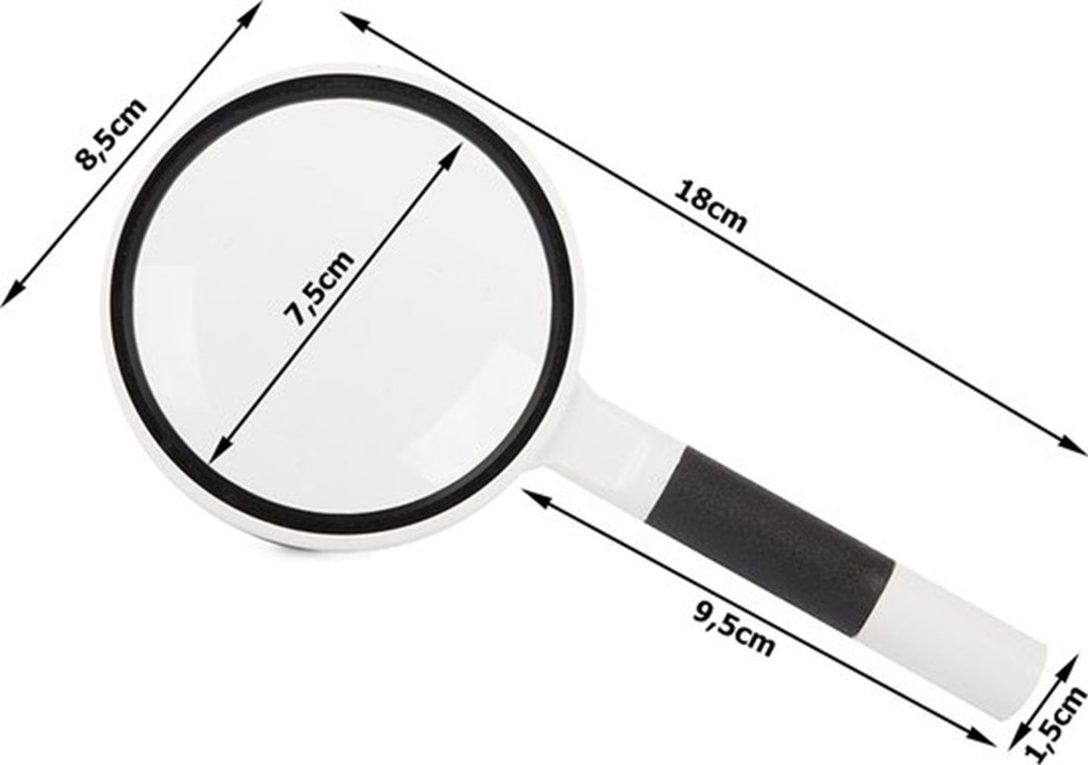 Luxury Magnifying Glass | Reading Magnifier | Handheld Magnifying Glass | Magnifying Glass | Insect Magnifying Glass | Magnifying Glass | 75 mm | 3X Magnification | Black and White - Image 3