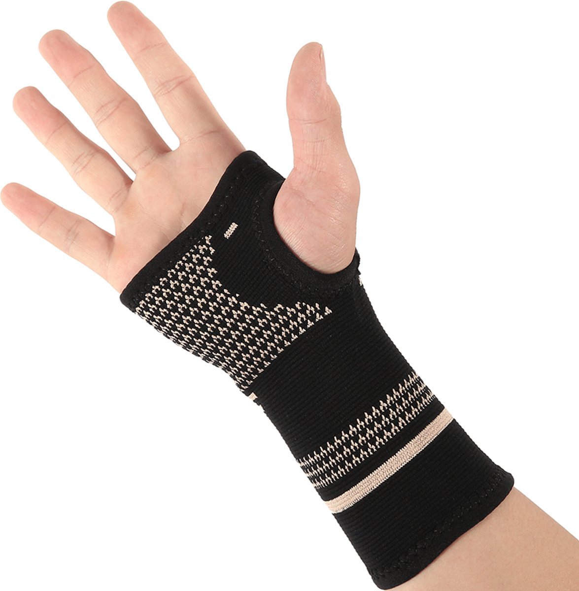 Wrist Brace | Wrist Support | Wrist Protector | Sports Brace Wrist | Copper Infused | Black | 1 Set | One Size - Image 1