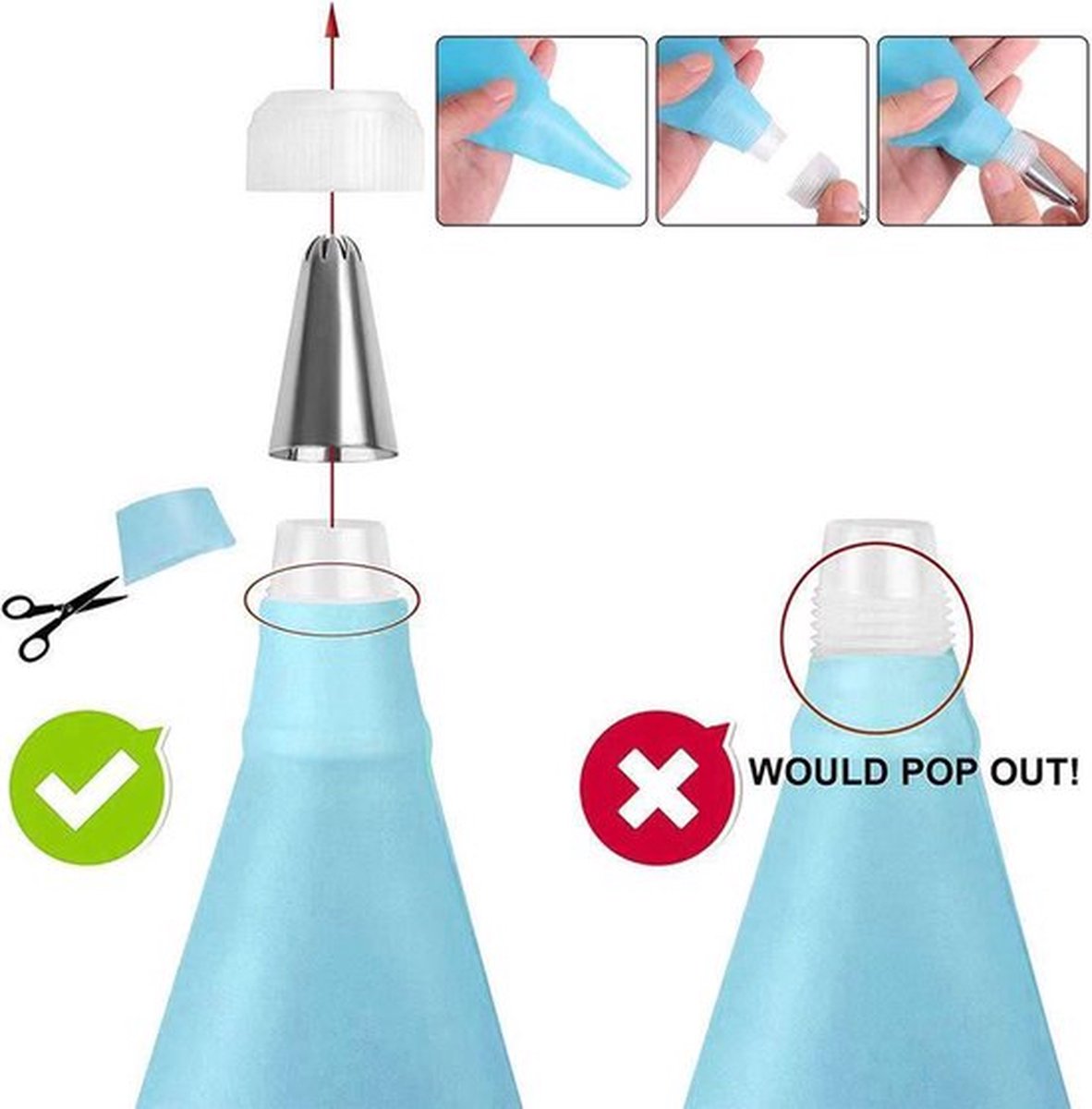 Piping Bag with 14 Nozzles | Decorating Piping Piper | Reusable | Whipped Cream Piping Piper | Blue - Image 4