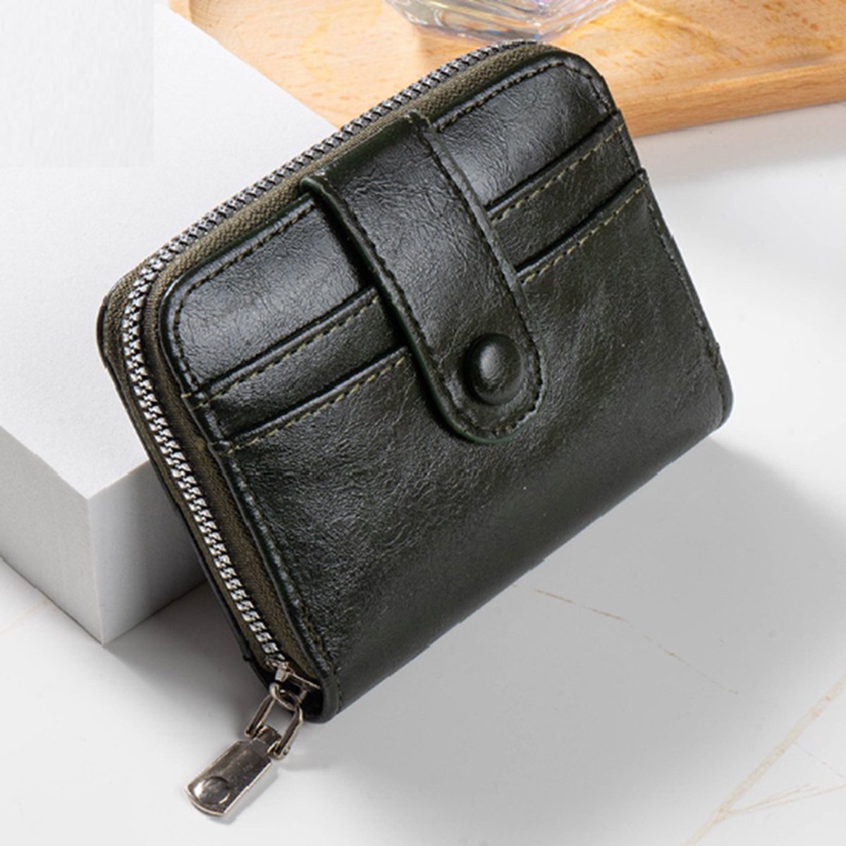 Billfold Retro Wallet & Card Holder | For 11 Cards | Credit Card Holder | With Cash Compartment | Card Holder | Wallet | PU Leather | Men's | Dark Green - Image 3