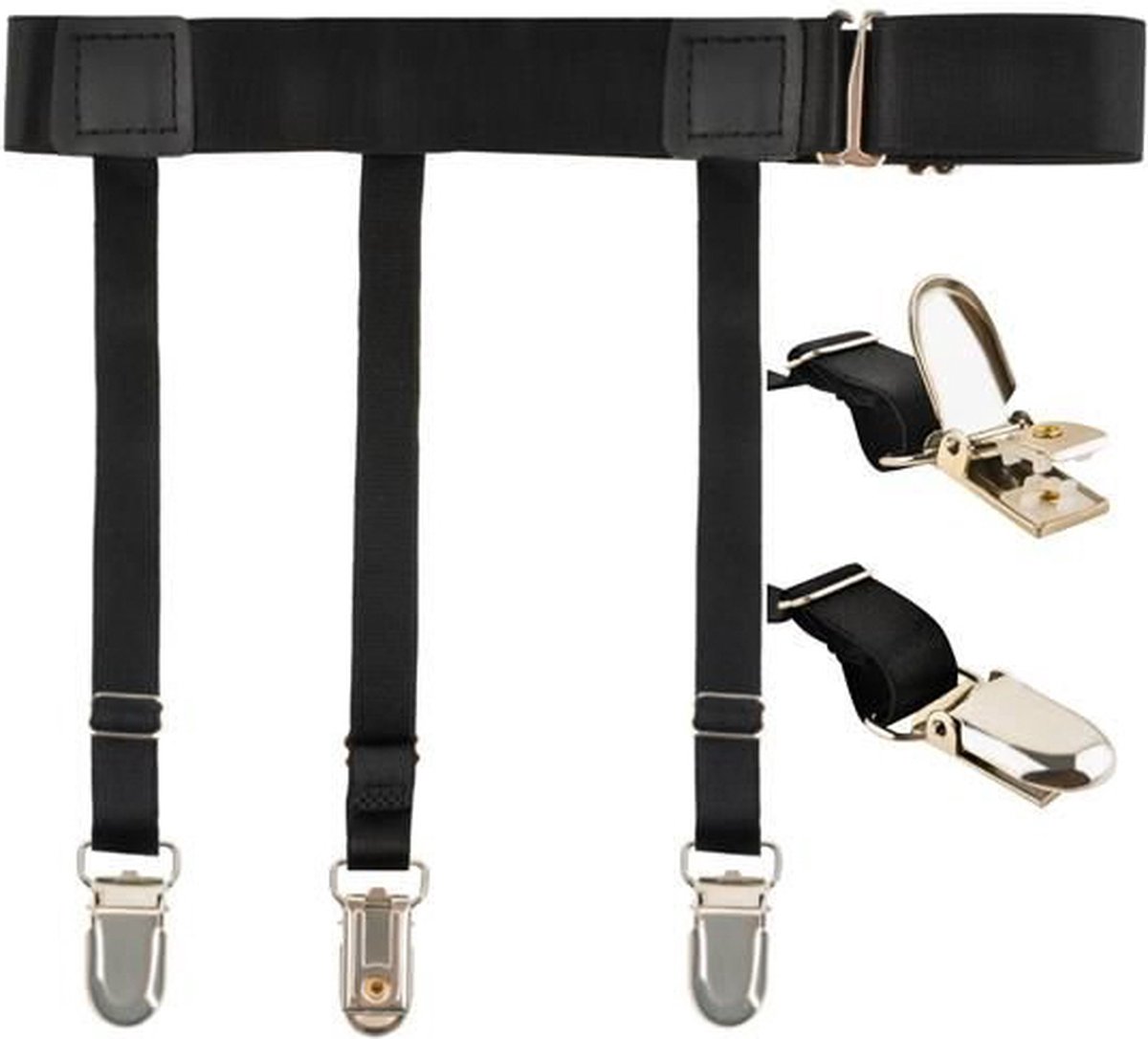 Shirt Suspenders | Men's Suspenders | Men's Garters | Garter | Men's Leg Suspenders | 2 Pieces | Black - Image 1