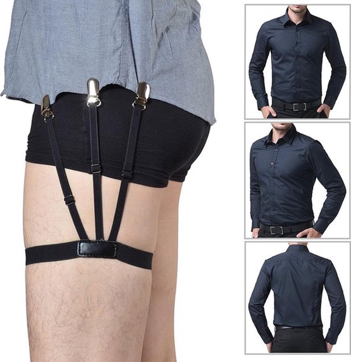 Shirt Suspenders | Men's Suspenders | Men's Garters | Garter | Men's Leg Suspenders | 2 Pieces | Black - Image 3