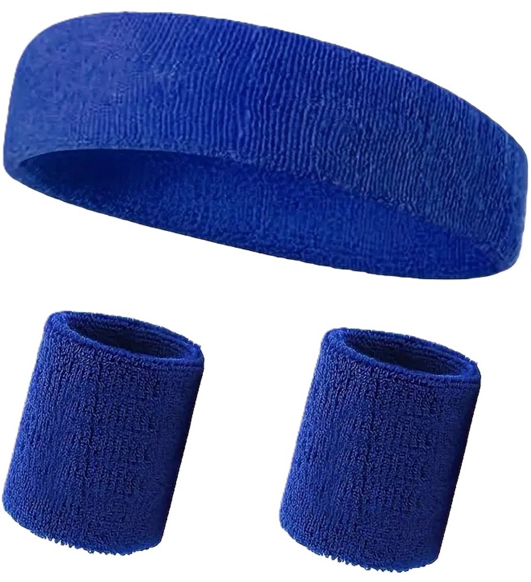 Set of Headband and 2x Wristbands | Sweatband | Sweatbands 6x8 CM | Head and Wrist | Sports Bands | Dark Blue - Image 2