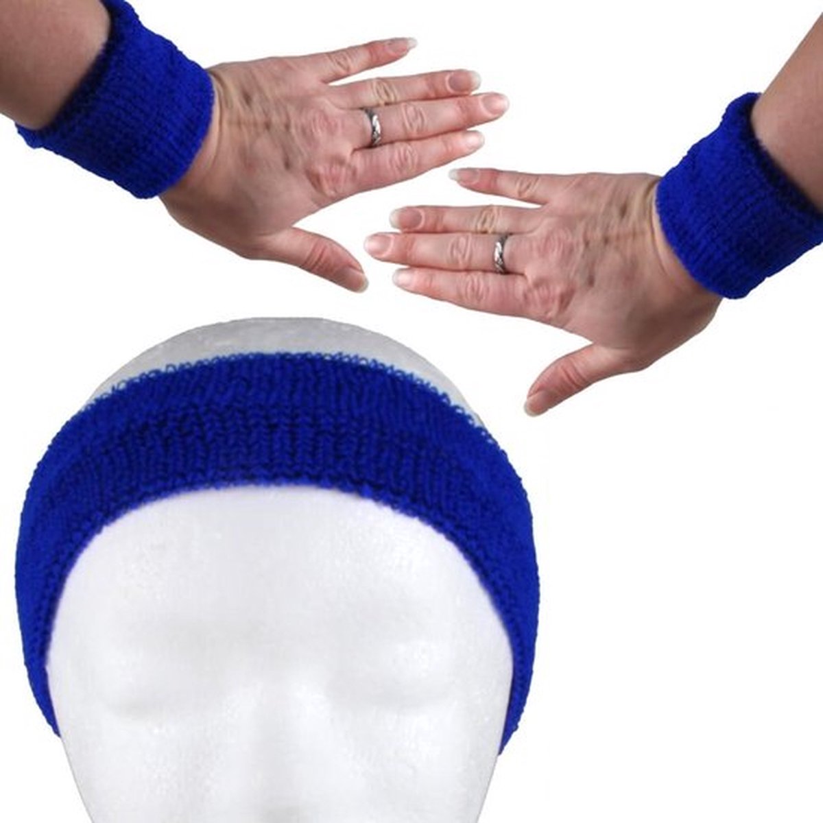 Set of Headband and 2x Wristbands | Sweatband | Sweatbands 6x8 CM | Head and Wrist | Sports Bands | Dark Blue - Image 4