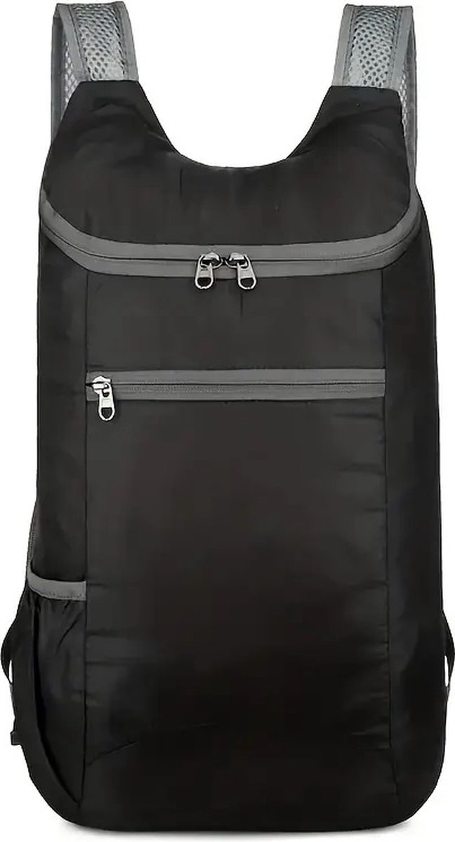 Foldable Lightweight Backpack | Backpack | Splashproof | 2 Compartments with Water Bottle Holder | Incl. Storage Pouch | 20 Liters | Black - Image 1