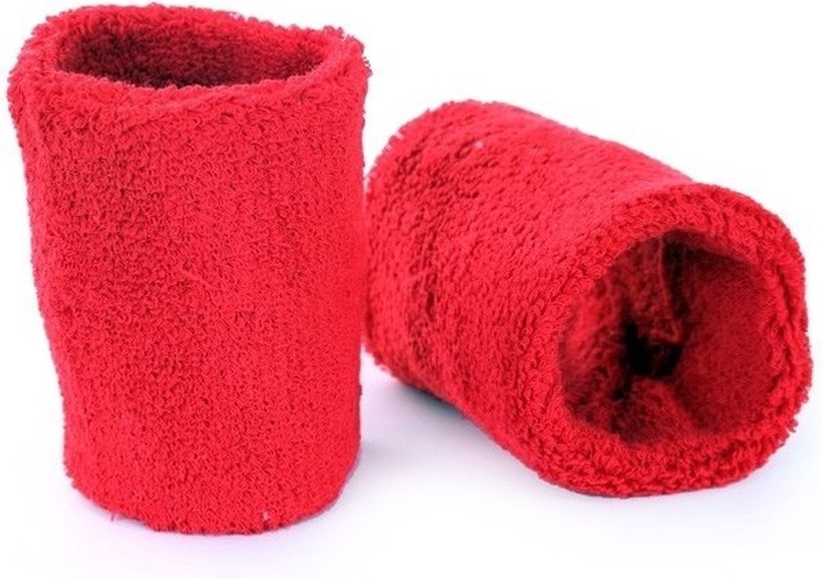 Red wrist sweatbands for adults set of 2 - Sports bands - Image 1