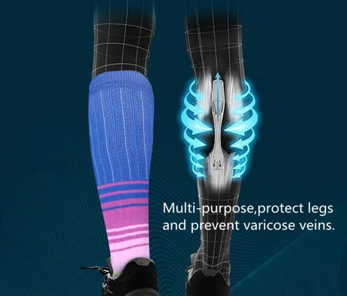 Duo Pack Compression Socks | Compression Stockings | Support Socks | Airplane Socks | Anti-Fatigue | Size L/XL (41-47) | Black - Image 3