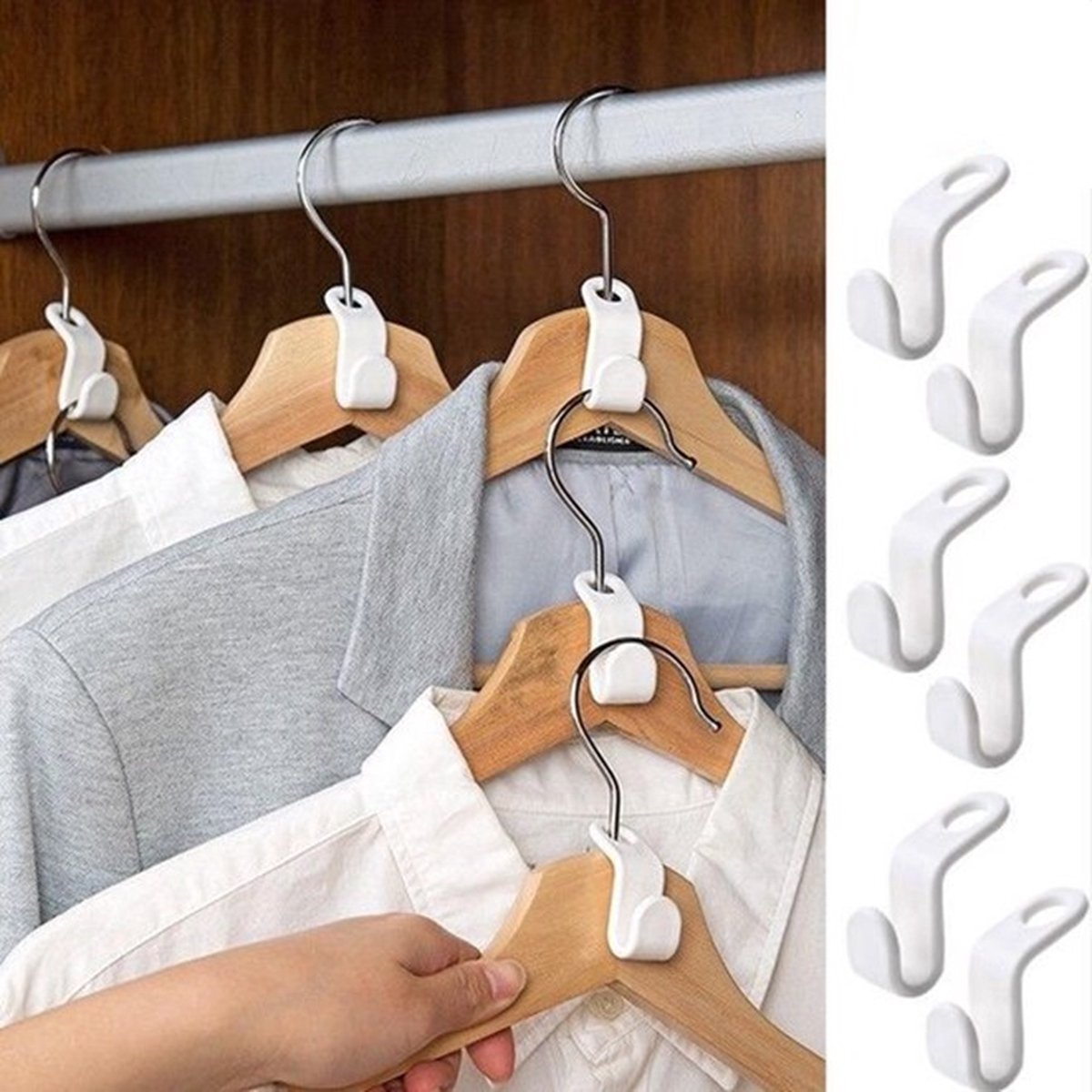 Clothes Hanger Hooks | Clothes Hanger Hook | Clothes Hook for | Coat Rack Hook | White | 5 Pieces - Image 1