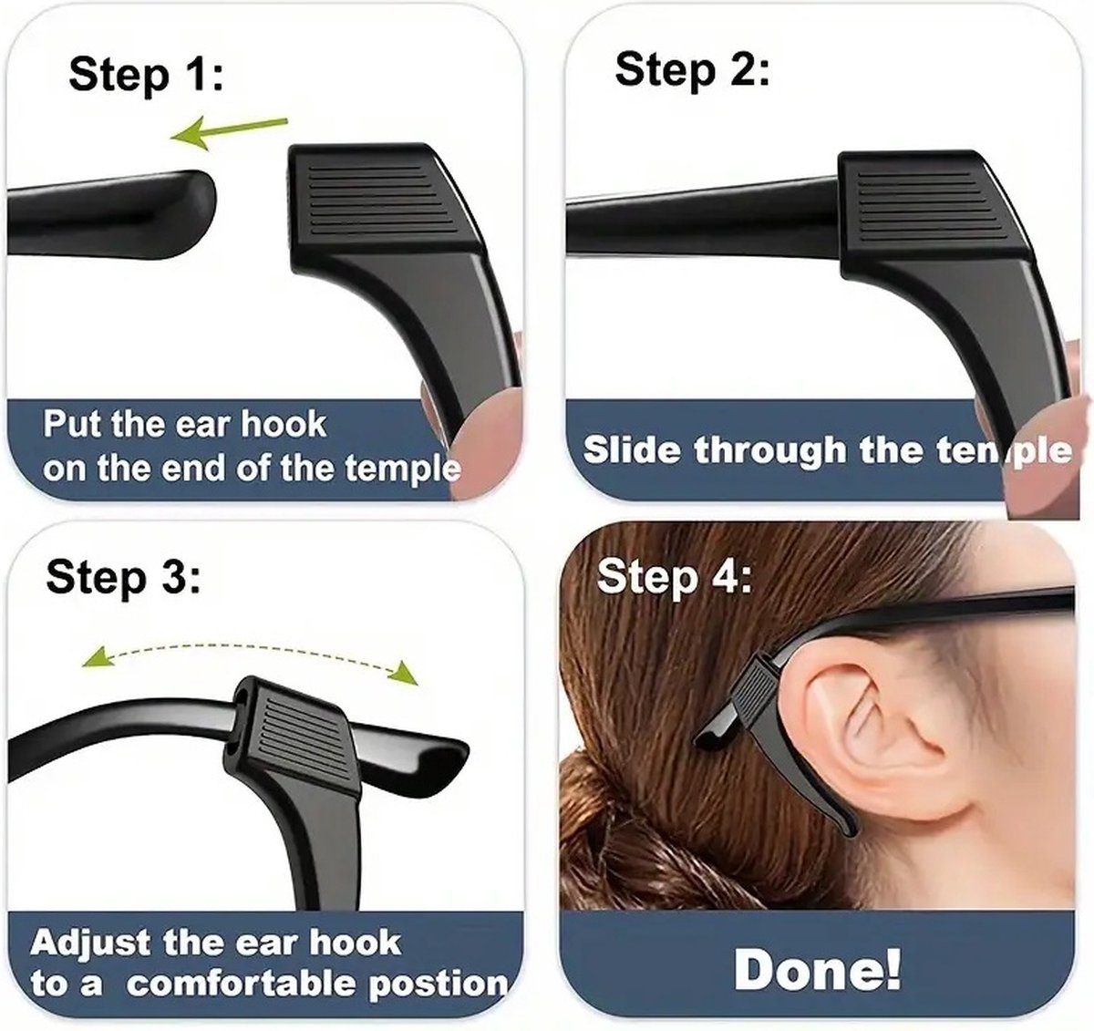 Anti-slip Ear Hooks for Glasses | Glasses Hooks | Glasses Holders | Sunglasses Hook | Silicone | Green | 2 Pieces - Image 5