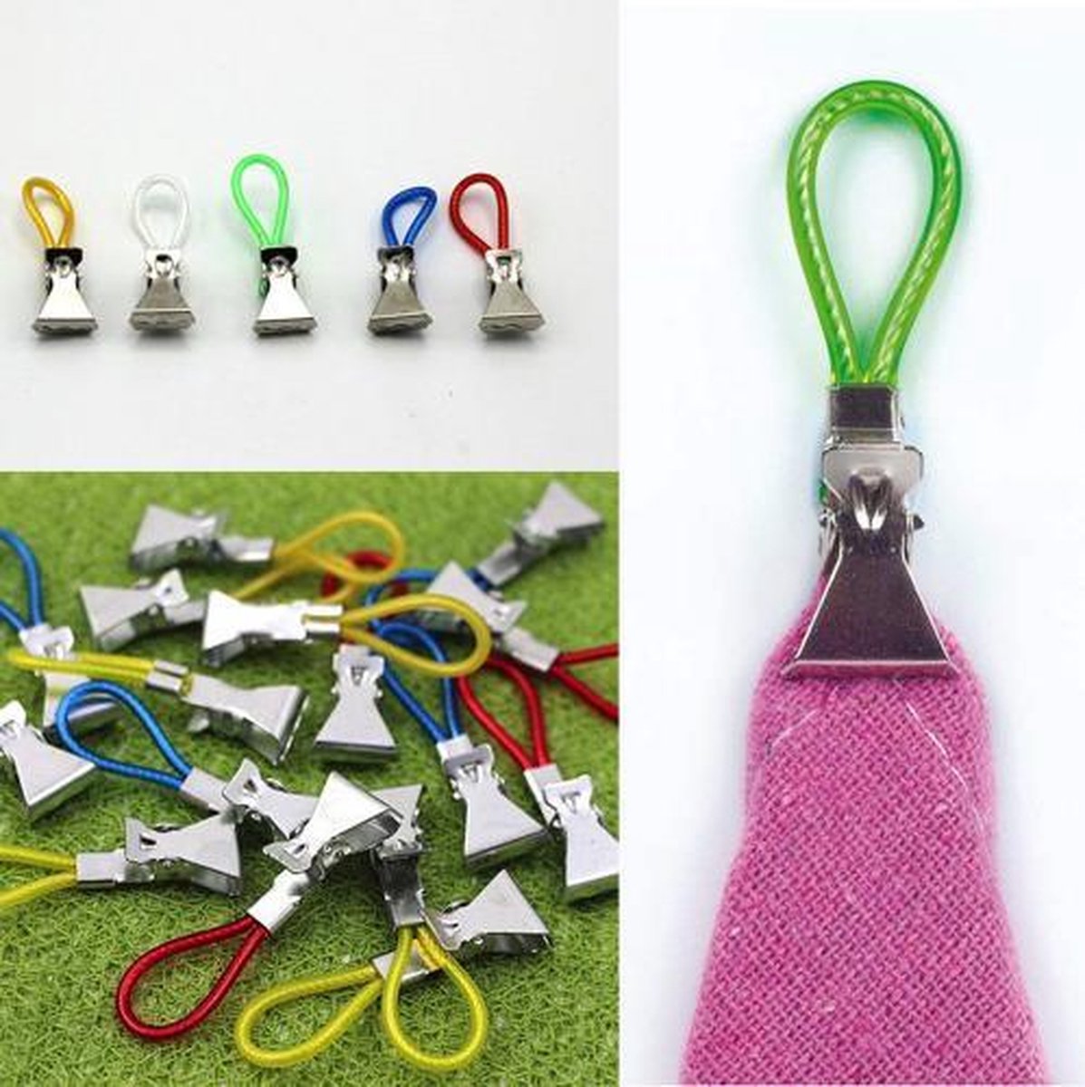 Towel clips - 5 PIECES - Towel hooks - Wall hooks - Tea towel clips - Hooks - Various colors - Hanging hooks - Kitchen hooks - Bathroom hooks - Wall hooks - Clips - Hanging - Towel clips - Stainless steel - Steel hooks - Towel clips - Image 3