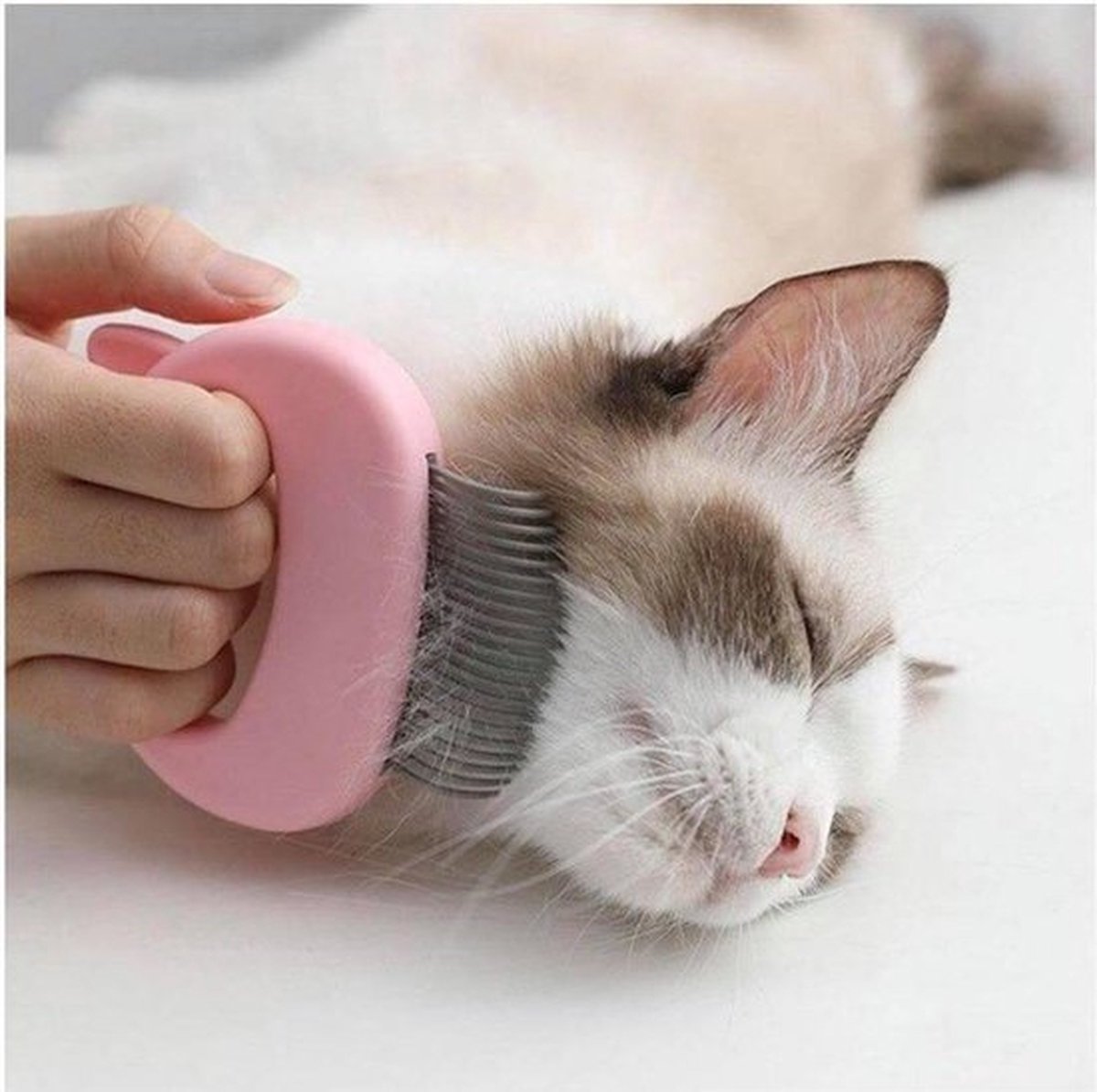 Cat Brush | Cat Comb | Lice Brush | Lice Comb | Elastic Teeth | Detangling Comb | Detangle & Remove Cat Hair | Pink - Image 1