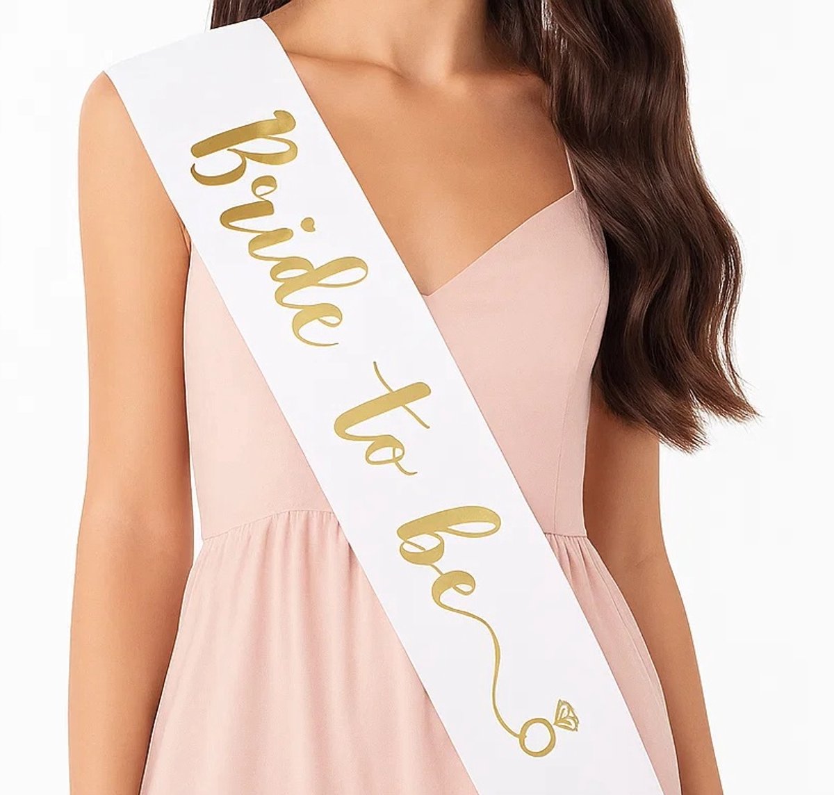 Bride To Be Sash | Bachelorette Party Sash | 80 Cm | White with Gold - Image 1
