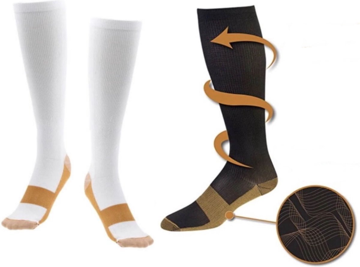 Sports Socks | Running Socks | Running | Fitness Socks | Copper Compression Socks | Support Socks | Airplane Socks | Size L/XL (40-47) | White - Image 5