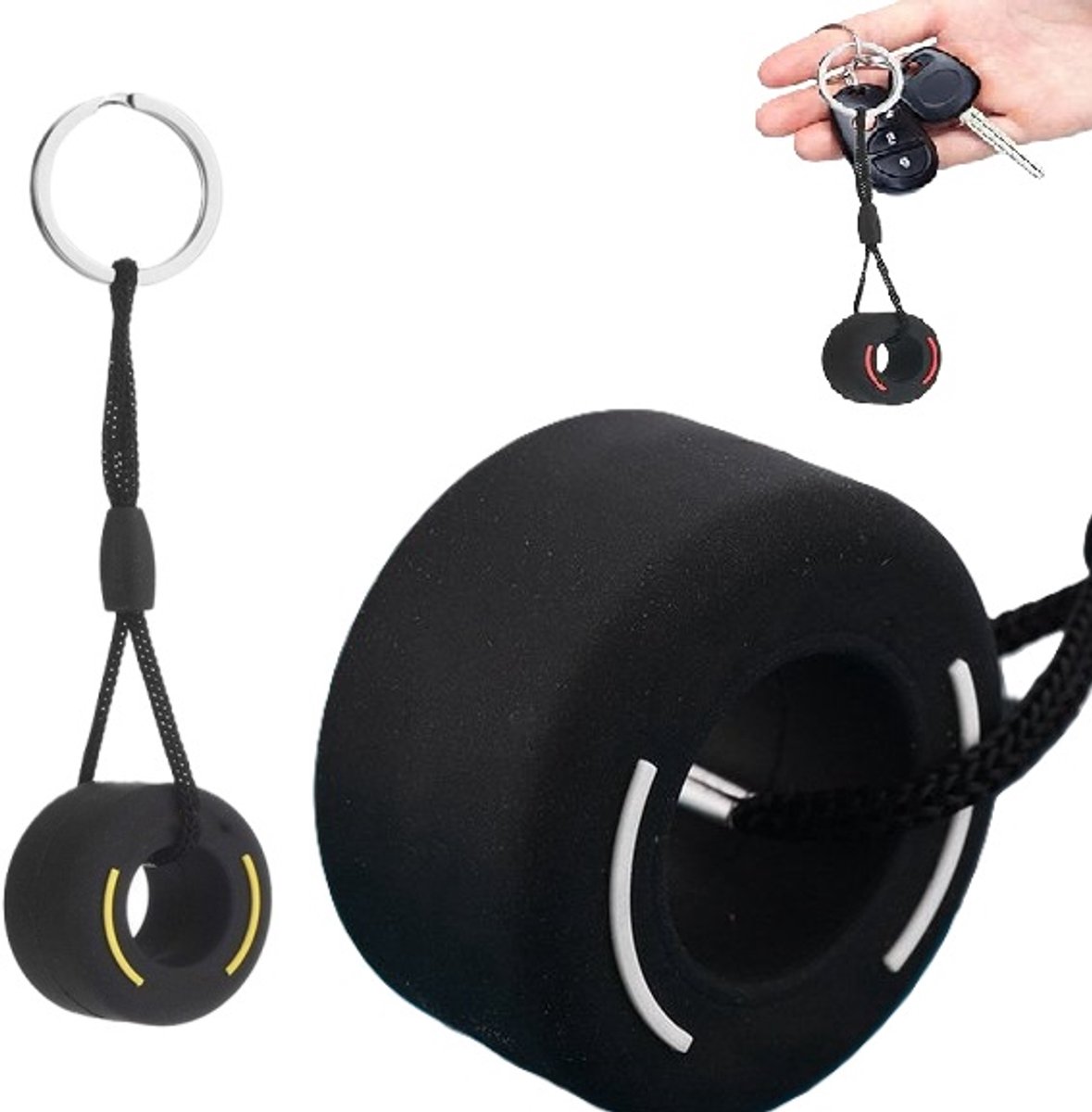 Racing Tire Keychain | Car Tire Key Holder | Racing Tire Keychain | Universal | Car Accessories | Black/White - Image 1