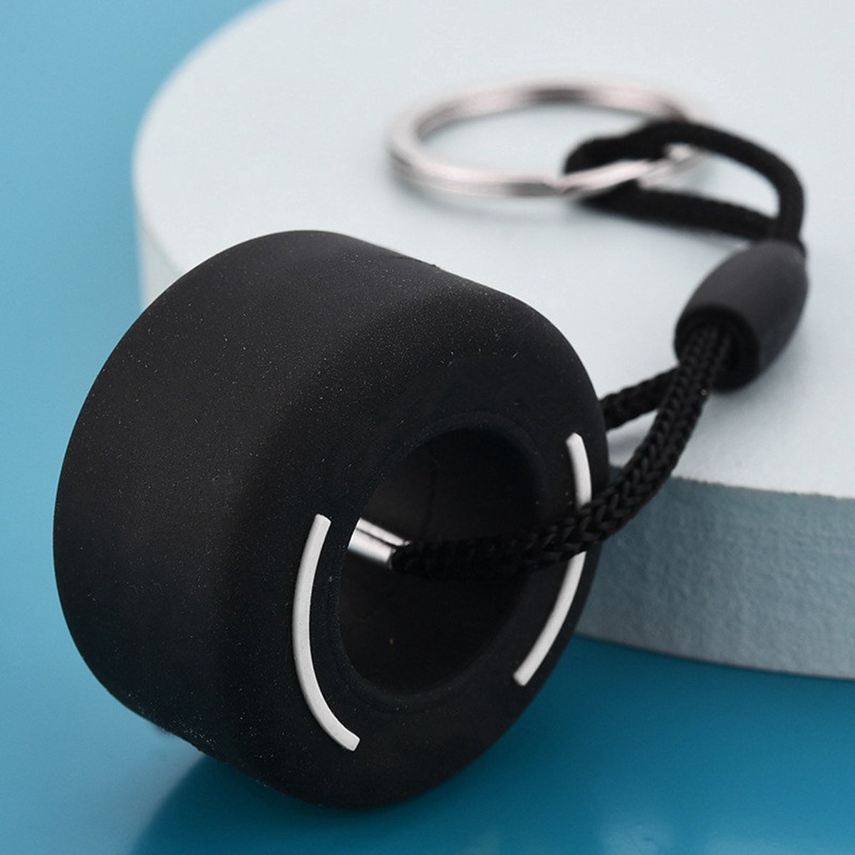 Racing Tire Keychain | Car Tire Key Holder | Racing Tire Keychain | Universal | Car Accessories | Black/White - Image 2